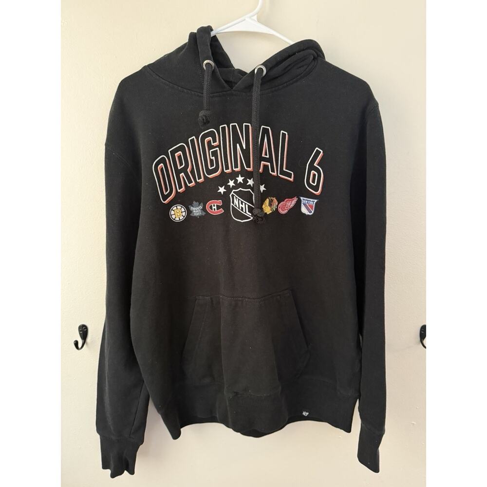 ’47 Brand NHL Original 6 Hoodie Small Black Bruins Red Wings Rangers￼
